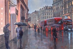 On Regent Street by Kevin Day - Varnished Original Painting on Stretched Canvas sized 30x20 inches. Available from Whitewall Galleries